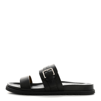 HERMES Calfskin Mens Tao Sandals 43.5 Black
