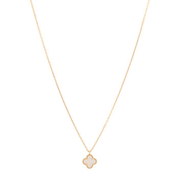 VAN CLEEF & ARPELS 18K Yellow Gold Mother of Pearl Sweet Alhambra Pendant Necklace