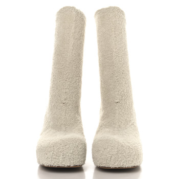 BOTTEGA VENETA Spongy Knit The Bold Mid Calf Boots 37.5 Wax