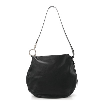 BURBERRY Grainy Calfskin Medium Knight Bag Black