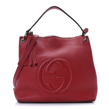 GUCCI Pebbled Calfskin Large Soho Hobo Tabasco Red