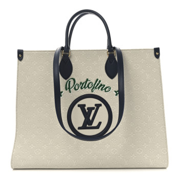LOUIS VUITTON Jacquard Embroidered Tufted Monogram Portofino Onthego GM Black