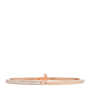 TIFFANY 18K Rose Gold Diamond Narrow T1 Hinged Bangle Bracelet