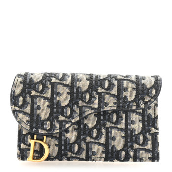 CHRISTIAN DIOR Oblique Saddle Cosmos Zipped Card Holder Blue