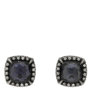 DAVID YURMAN Sterling Silver Diamond Black Orchid 9mm Chatelaine Bezel Earrings