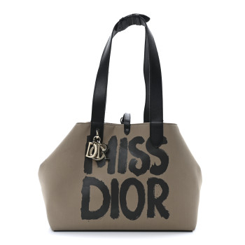 CHRISTIAN DIOR Canvas Medium Miss Dior Toujours Beige Black