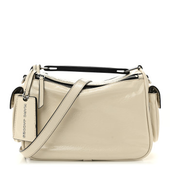 MARC JACOBS Patent Calfskin Soft Box 23 Shoulder Bag Ivory