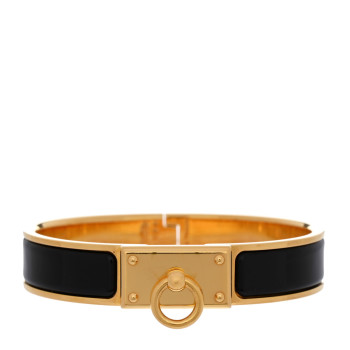 HERMES Enamel Clic Anneau Bracelet GM Black