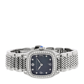 DAVID YURMAN Stainless Steel Diamond Bezel Blue Mother of Pearl 25mm Thoroughbred Quartz Watch