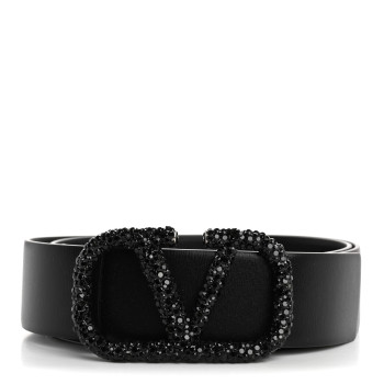 VALENTINO GARAVANI Calfskin Crystal VLogo 40mm Belt 85 34 Black