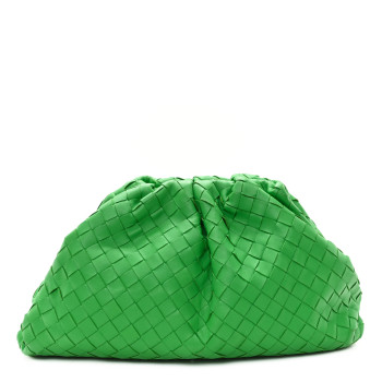 BOTTEGA VENETA Nappa Maxi Intrecciato The Pouch Oversized Clutch Racing Green