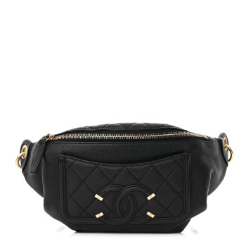 CHANEL Caviar Quilted Filigree Waist Bag Black