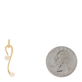 MIKIMOTO 14K Yellow Gold Akoya Cultured Pearl 4mm Double Drop Pendant