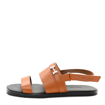 HERMES Calfskin Womens Henrio Sandals 40 Naturel