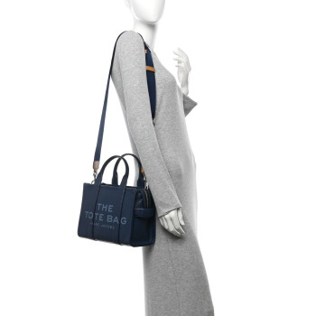 MARC JACOBS Grained Calfskin Small The Tote Bag Blue Sea