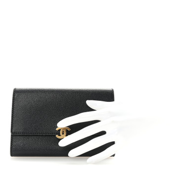 CHANEL Grained Calfskin CC Flap Wallet Black