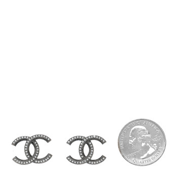 CHANEL Ruthenium Crystal CC Earrings