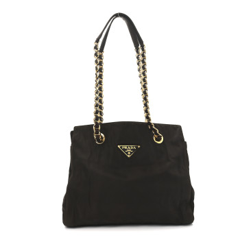 PRADA Tessuto Nylon Acciaio Chain Shoulder Bag Moro
