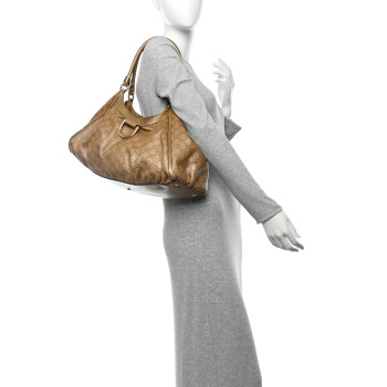 GUCCI Metallic Guccissima Large D Gold Ring Hobo Gold