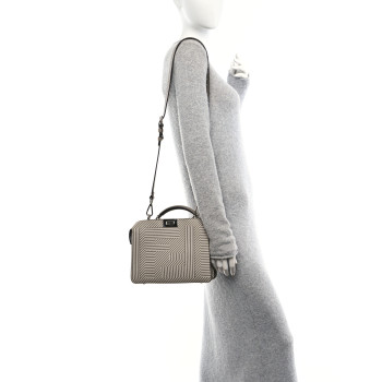 FENDI Cuoio Romano Striped Macro FF Bicolor Mini Peekaboo I SEE U Satchel Ghianda