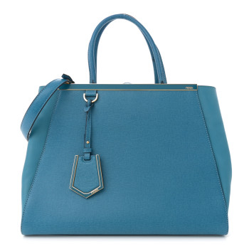 FENDI Vitello Elite Regular 2Jours Tote Blue Cobalto