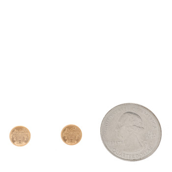 HERMES 18K Rose Gold TPM Ex-Libris Stud Earrings