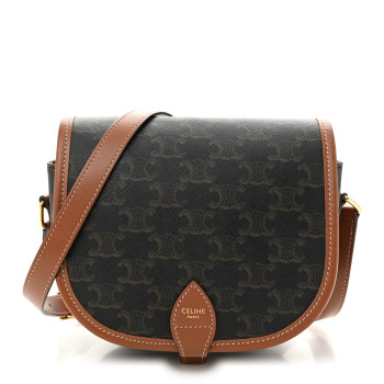 CELINE Triomphe Canvas Medium Folco Bag Tan