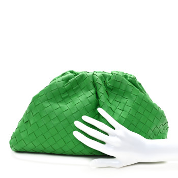 BOTTEGA VENETA Nappa Maxi Intrecciato The Pouch Oversized Clutch Racing Green