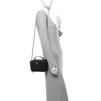 CHANEL Caviar Quilted Vanity Case Black