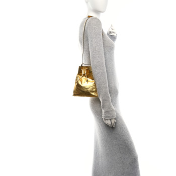 KHAITE Metallic Calfskin Cecilia Small Bucket Bag Gold