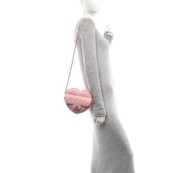 CHANEL Lambskin Quilted CC In Love Heart Bag Light Pink
