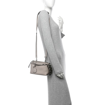 FENDI Shiny Nappa Crystal Croc Tail Mini By The Way Boston Bag Grigio Polvere