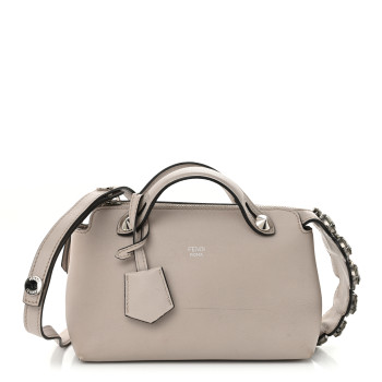 FENDI Shiny Nappa Crystal Croc Tail Mini By The Way Boston Bag Grigio Polvere