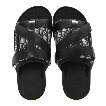 CHRISTIAN DIOR Oblique Jacquard Mens Alpha Sandals 41 Beige Black
