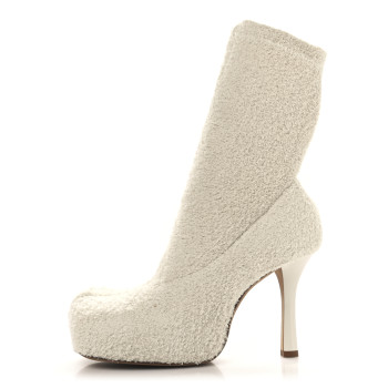 BOTTEGA VENETA Spongy Knit The Bold Mid Calf Boots 37.5 Wax
