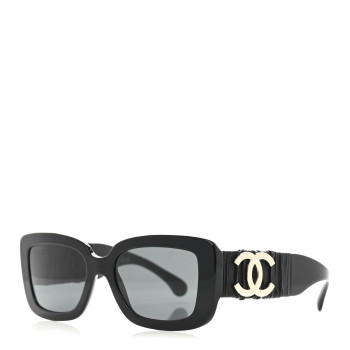 CHANEL Acetate Calfskin Square Sunglasses 5473-Q Black