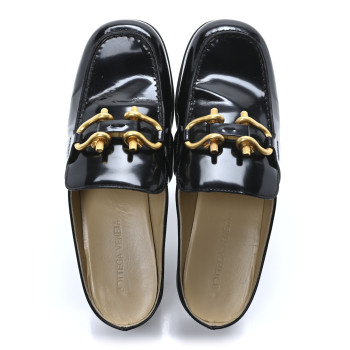 BOTTEGA VENETA Glossy Calfskin Monsieur Loafers 37 Black