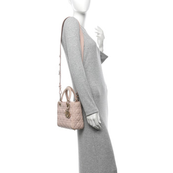 CHRISTIAN DIOR Lambskin Cannage Small Lucky Badges My Lady Dior Pink