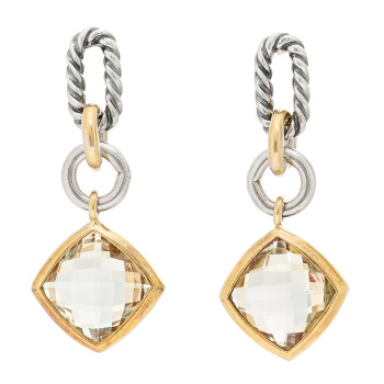DAVID YURMAN Sterling Silver 18K Yellow Gold Prasiolite Drop Earrings