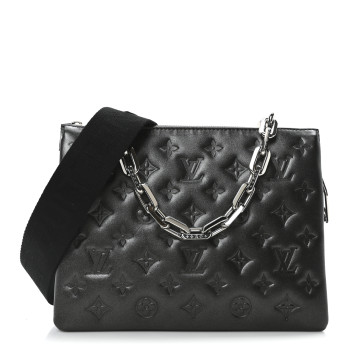 LOUIS VUITTON Lambskin Embossed Monogram Coussin PM Anthracite