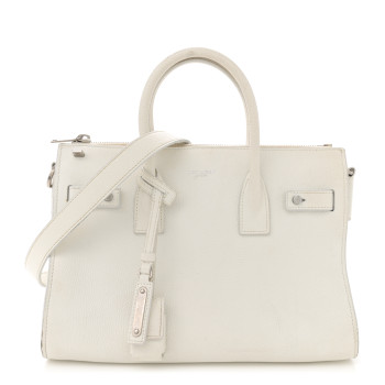 SAINT LAURENT Calfskin Baby Supple Sac De Jour White