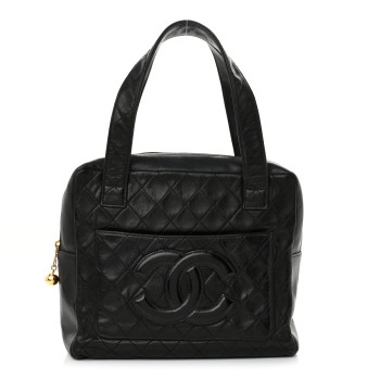 CHANEL Lambskin Quilted CC Pocket Tote Black