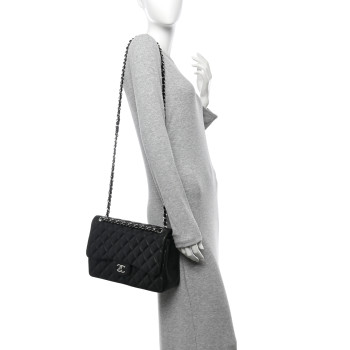 CHANEL Lambskin Quilted Jumbo Double Flap Black