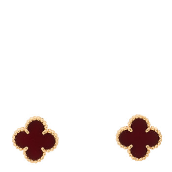 VAN CLEEF & ARPELS 18K Rose Gold Carnelian Sweet Alhambra Earrings