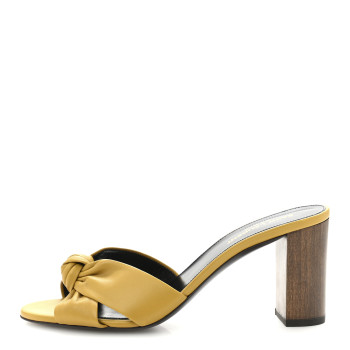 SAINT LAURENT Lambskin Bianca Mules 39.5 Jaune Safari