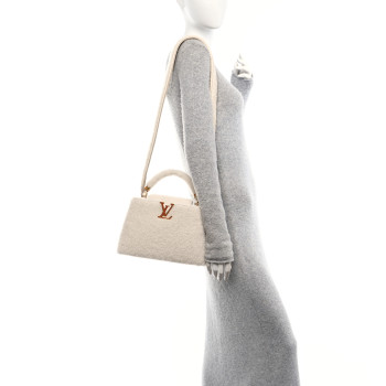 LOUIS VUITTON Shearling Calfskin Capucines BB White