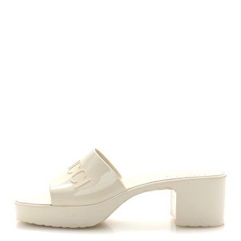GUCCI Rubber Gucci Logo Womens Platform 20/60mm Slide Sandals Mystic White