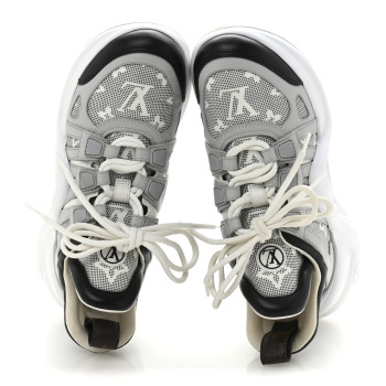 LOUIS VUITTON Calfskin Nylon Mahina Flight Mode LV Archlight Sneakers 36 Grey