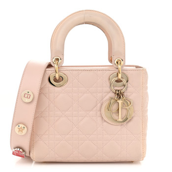 CHRISTIAN DIOR Lambskin Cannage Small Lucky Badges My Lady Dior Pink