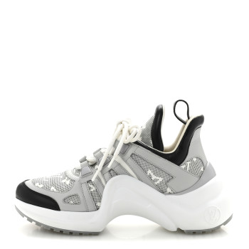 LOUIS VUITTON Calfskin Nylon Mahina Flight Mode LV Archlight Sneakers 36 Grey
